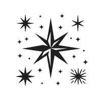Hand-Drawn Stars on Clean White Background, Variety of Shapes and Sizes vector