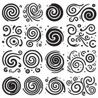 Hand-Drawn Swirls on Clean White Background, Variety of Shapes and Sizes vector