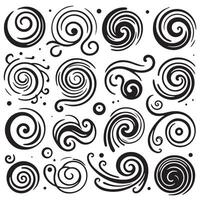 Hand-Drawn Swirls on Clean White Background, Variety of Shapes and Sizes vector