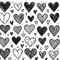 Hand-Drawn Hearts on Clean White Background, Variety of Shapes and Sizes vector