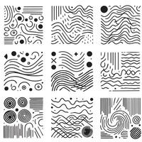 Hand-Drawn Lines on Clean White Background, Variety of Shapes and Directions vector
