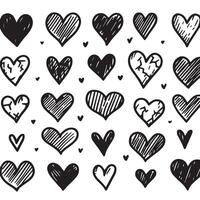 Hand-Drawn Hearts on Clean White Background, Variety of Shapes and Sizes vector