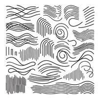 Hand-Drawn Lines on Clean White Background, Variety of Shapes and Directions vector