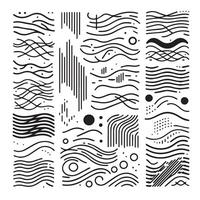 Hand-Drawn Lines on Clean White Background, Variety of Shapes and Directions vector