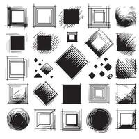 Sketchy Hand-Drawn Squares on Clean White Background, Variety of Shapes and Sizes vector