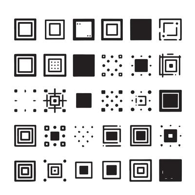 Sketchy Hand-Drawn Squares on Clean White Background, Variety of Shapes and Sizes