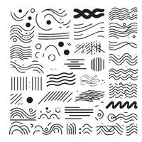 Hand-Drawn Lines on Clean White Background, Variety of Shapes and Directions vector