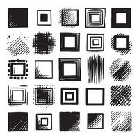 Sketchy Hand-Drawn Squares on Clean White Background, Variety of Shapes and Sizes vector