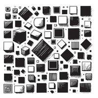 Sketchy Hand-Drawn Squares on Clean White Background, Variety of Shapes and Sizes vector