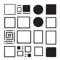 Sketchy Hand-Drawn Squares on Clean White Background, Variety of Shapes and Sizes vector