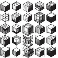 Sketchy Hand-Drawn Squares on Clean White Background, Variety of Shapes and Sizes vector