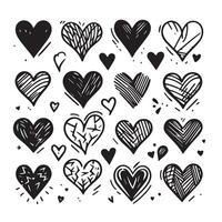 Hand-Drawn Hearts on Clean White Background, Variety of Shapes and Sizes vector