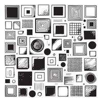 Sketchy Hand-Drawn Squares on Clean White Background, Variety of Shapes and Sizes vector