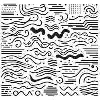 Hand-Drawn Lines on Clean White Background, Variety of Shapes and Directions vector