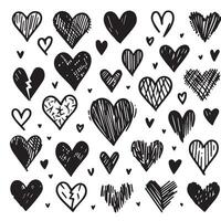 Hand-Drawn Hearts on Clean White Background, Variety of Shapes and Sizes vector