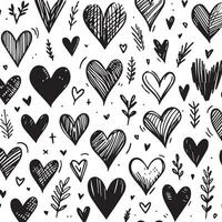 Hand-Drawn Hearts on Clean White Background, Variety of Shapes and Sizes vector