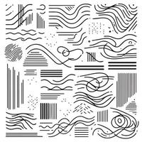 Hand-Drawn Lines on Clean White Background, Variety of Shapes and Directions vector