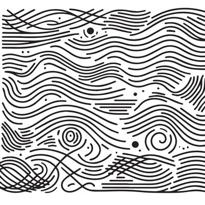 Hand-Drawn Lines on Clean White Background, Variety of Shapes and Directions