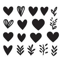 Hand-Drawn Hearts on Clean White Background, Variety of Shapes and Sizes vector