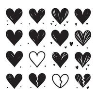 Hand-Drawn Hearts on Clean White Background, Variety of Shapes and Sizes vector