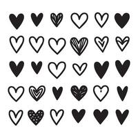Hand-Drawn Hearts on Clean White Background, Variety of Shapes and Sizes vector