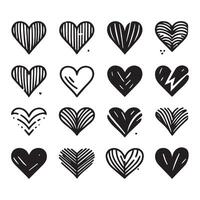 Hand-Drawn Hearts on Clean White Background, Variety of Shapes and Sizes vector