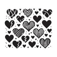 Hand-Drawn Hearts on Clean White Background, Variety of Shapes and Sizes vector