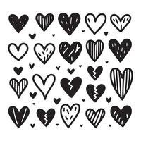 Hand-Drawn Hearts on Clean White Background, Variety of Shapes and Sizes vector
