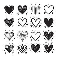 Hand-Drawn Hearts on Clean White Background, Variety of Shapes and Sizes vector