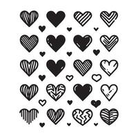 Hand-Drawn Hearts on Clean White Background, Variety of Shapes and Sizes vector