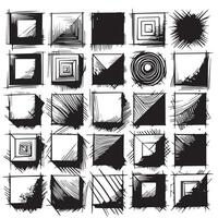 Sketchy Hand-Drawn Squares on Clean White Background, Variety of Shapes and Sizes vector