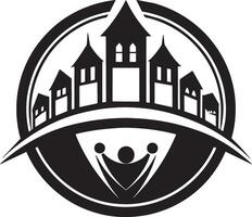 minimal house logo illustration black and white vector