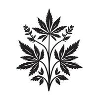 Silhouette of Botanical Element Icon Isolated in White vector