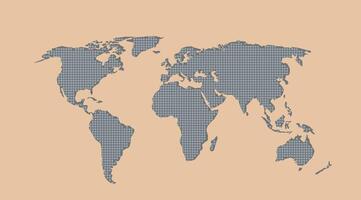Illustration map of the world orange background. Halftone texture vector