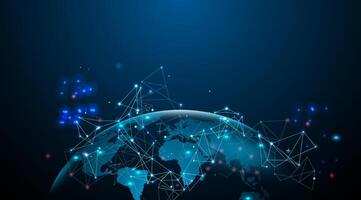 World of map global blue background for connection network, futuristic technology, internet, and tech modern concepts vector