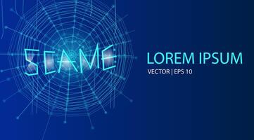 Spider webs with deception Scamming, hacker online phishing, fraud, hacked warning, cyber crime, virus, fake, spyware, malware, malicious software, financial security, spider web concept vector