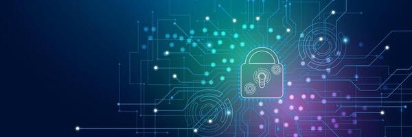 Future technology web services or cybersecurity and information network protection colorful background vector