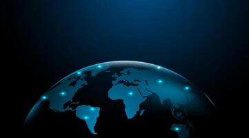 World map world or globe on a blue background for global communication, connection, social media, and internet, vector