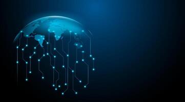 World of map and circuit boards for technology, connection network, futuristic, internet, tech, and modern concepts vector