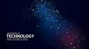 Abstract connected dots and lines on blue and red backgrounds for technology, digital technology, nanotech, modern tech, futuristic, and hi-tech. Illustration vector