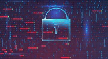 Cybersecurity network protection and binary code security hacking attacks, scams, phishing, and coding. Blue read background vector