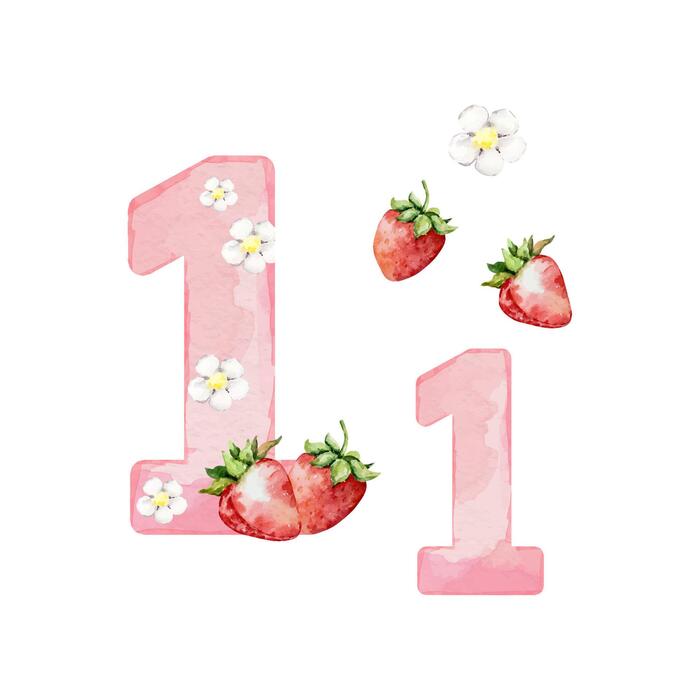 watercolor-pink-number-1-with-