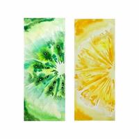 Watercolor Fruits background with lemon and kiwi vector