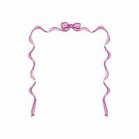 Pink frame of watercolor ribbon and bow vector