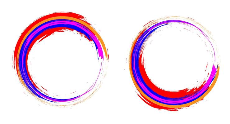 Enso zen stroke red circle japanese brush symbol illustration.