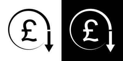 Pound Decrease icon. Decrease Pound symbol. vector