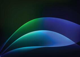 Abstract green curve wave blue line dark background vector