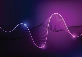 Purple line neon wave abstract pattern center background vector