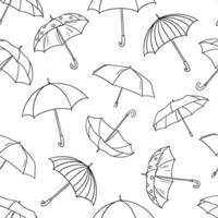 Seamless pattern with opened umbrella. monochrome endless background vector