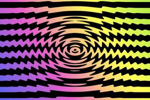 Multicolored gradient sound waves abstract background, bright water circles spiral texture, editable illustration vector